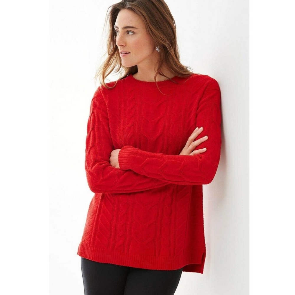 J. Jill Cozy Plush Chenille Cable Knit Crewneck Pullover Sweater XL